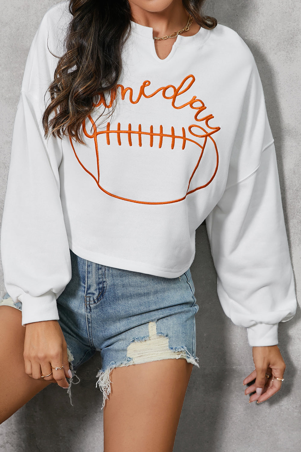 GAME DAY Football Graphic Notched Sweatshirt