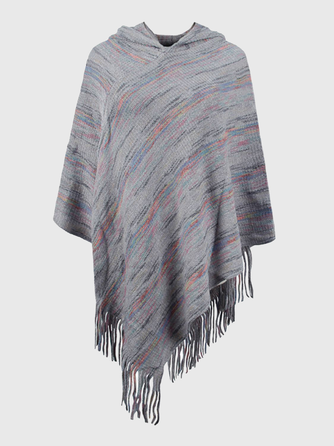 Fringe Hem Hooded Poncho