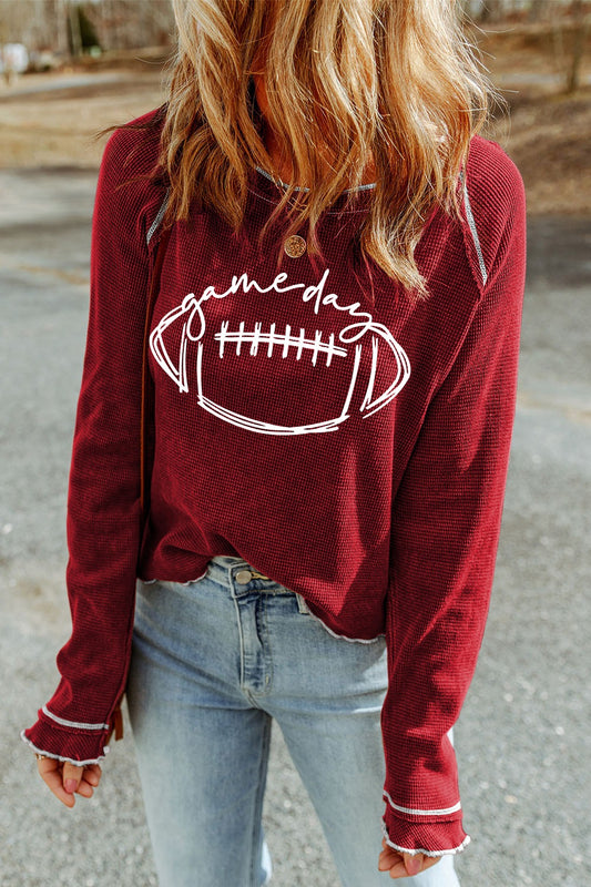 Football Round Neck Long Sleeve Sweatshirt